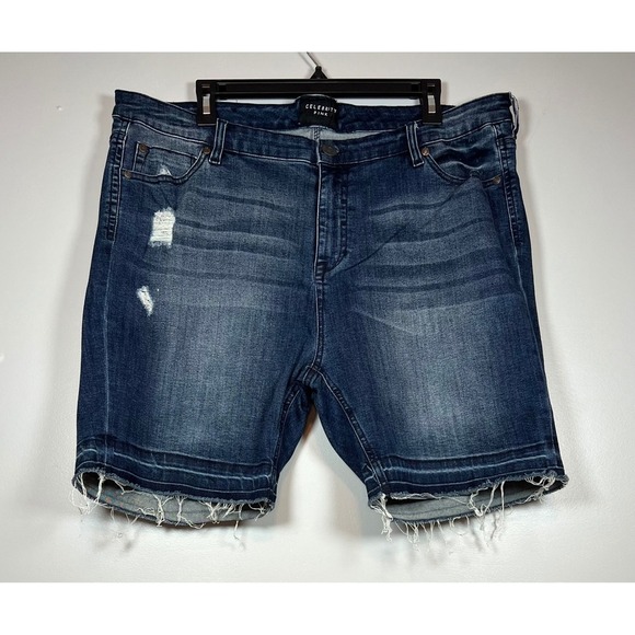 Celebrity Pink Bermuda Jean Shorts, High Rise Skinny, Distressed Hem , Size 18 - Picture 1 of 8